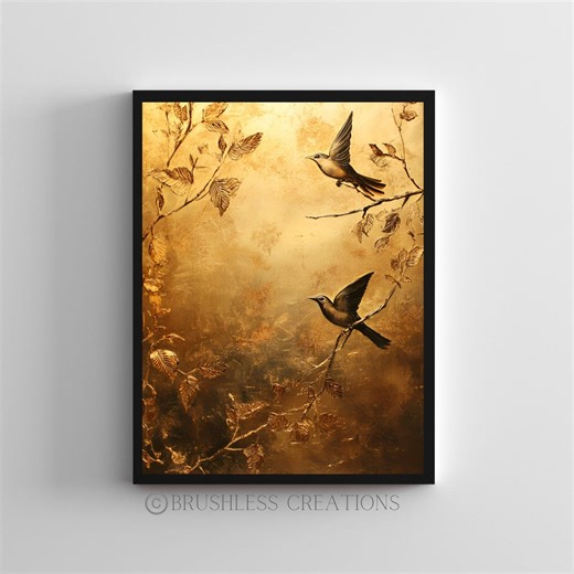 Gold Birds Botanical Print: Elegant Abstract Nature Art (digital Download) - Etsy Canada
