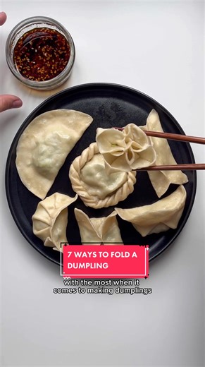 7 WAYS TO FOLD A DUMPLING🌿🫶🏽🌸 I love making dumplings 🥹 if you’ve never made them before, then see this as your sign to give them a go! Find loads of dumpling recipes on my website: www.myriadrecipes.com #dumplings #dumplingfold #diyfood #comfortfood #howto
