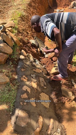 Stone Pitching Progress in Landscape Design