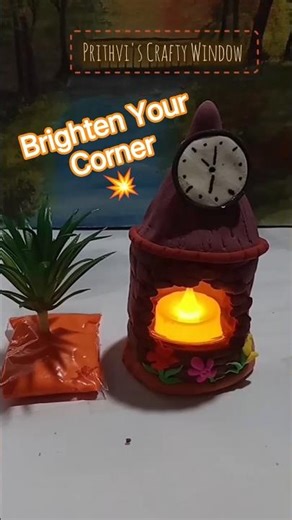 DIY Clay Castle Lamp🏰 | Easy Clay Craft Idea #youtubeshorts #clay #diy #castle #lamp