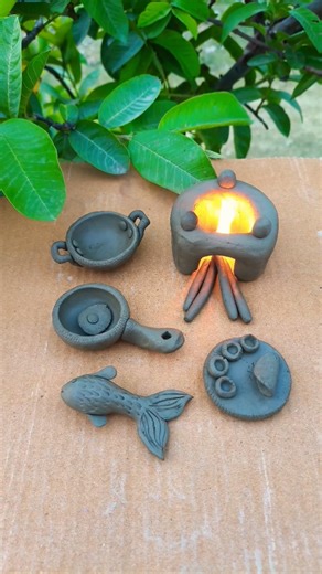 diy मक clay kitchen set, #kitchenset #classicminiature #classictinyfood #art #clay #handcraftedkitch