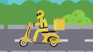 Download Courier Riding Motorcycle On Highway 2D Animation for free