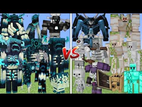 ALL MUTANT WARDENS VS ALL MUTANT SKELETONS & IRON GOLEMS ALLIANCE MOBS BATTLE IN MINECRAFT