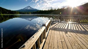 Breathtaking 4K Sunrise: Early Morning Sun Over Trillium Lake near Mt. Hood, Oregon