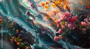 Explore the depths of abstraction captivating scene set against a dreamlike background. This abstract composition invites viewers to interpret and contemplate its meaning