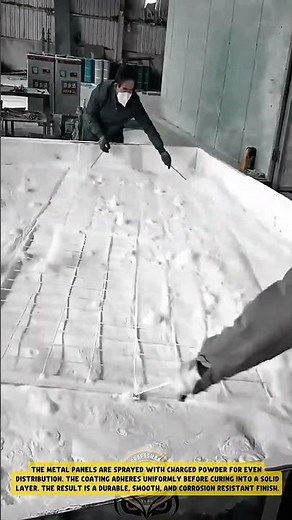 Powder Coating Process involving electrostatic spraying and heat curing to create a protective