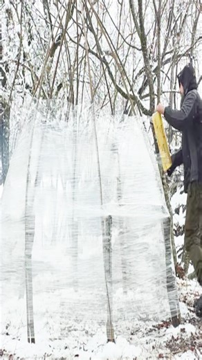 Building a Survival Shelter with Cling Film