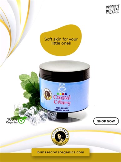 CRYSTAL CREAMY KIDS FRUITY HERBAL PASTE Give children’s skin the gentle care it deserves with Crystal Creamy Kids Fruity Herbal Paste. This luxurious cleanser is crafted especially for kids, targeting eczema, dark spots, dry skin, rashes, and other common skin concerns. Infused with nourishing botanicals, the formula is mild, non-irritating, and delivers lasting hydration to keep young skin soft, smooth, and protected from dryness. KEY BENEFITS Gentle, mild formula suitable for children Softens 
