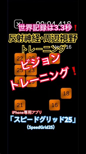 ビジョントレーニング（周辺視野・反射神経）🍊iOSアプリ「スピードグリッド25（SpeedGrid25）」