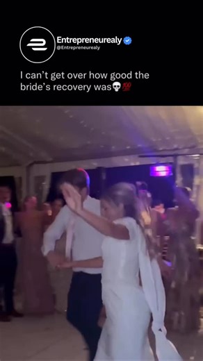Entrepreneurealy on Instagram: "💍 During their wedding reception, the bride and groom took to the dance floor to show off some moves—but things didn’t go quite as planned. The couple slipped and fell mid-dance, leaving guests gasping. Instead of letting it ruin the moment, the bride pulled off an epic comeback—she immediately broke into the worm across the floor. The crowd erupted in cheers, turning what could’ve been an embarrassing fall into one of the most unforgettable highlights of the nig