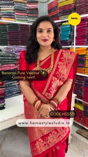 Hema Style Studio on Instagram: "✨Gorgeous✨ 💛 Banarasi Dola featuring Jal and Meena weaved throughout the body with grand pallu, tassels and blouse with tiny motifs and running border. 🌐 www.hemastylestudio.in Price: 1695/- Code: HSS383 🚚 Shipping: Free across India 📩 Comment “Link” to get the product link in your DM inbox."