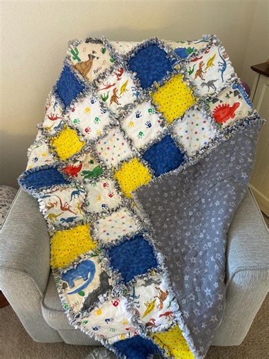 Roar Roar Dinosaur Baby Rag Quilt - Etsy