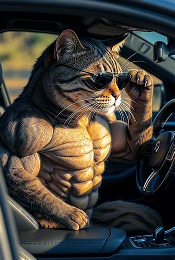 “Muscular Cat Driving BMW M5 Like a Hero 😼🔥”“The Most Powerful Cat Driver Ever! 💥🚗#ai#cat#bmw#shorts