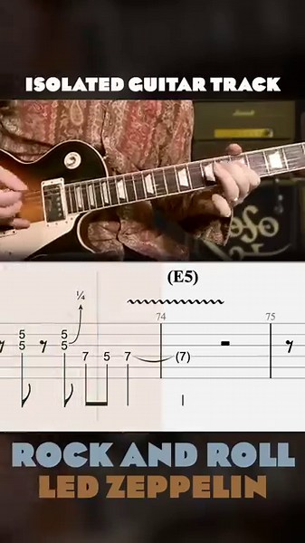 Rock and Roll - Led Zeppelin - Isolated Guitar Solo with Tab