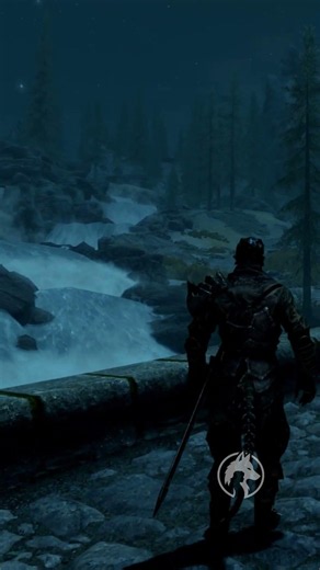 Skyrim Waterfall Ambience — Night Walk Near Whiterun #shorts