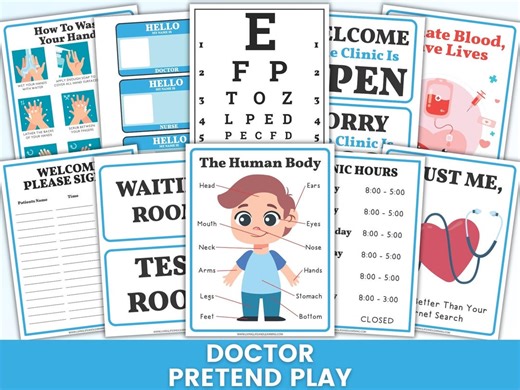 Doctor Pretend Play Printables | Medical Dramatic Play Set | Doctor Office Classroom Center | Community Helpers Activity - Etsy