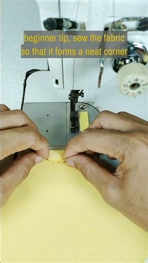 beginner tip, sew the fabric so that it forms a neat corner #sewing #sewingtips #sewingtutorial