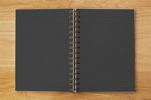 Download free image of Open notebook with black pages, suitable as mockup about black, book, lined paper, mockup, and paper 26849206