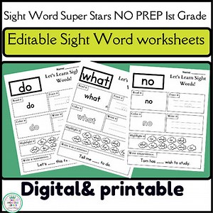 1st Grade Word Work  Editable Sight Word Activities