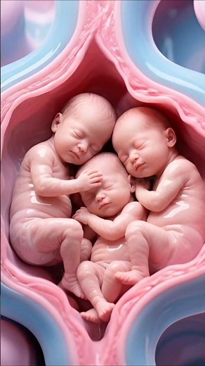 Magical Scene of Triplet Fetuses Resting Together Inside the Mother’s Womb
