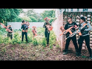 LTT Nerf Mod : [ 1 Hour Nerf War ] Battle Epic Warriors Black Nerf Guns Fight Crime RED SATAN Mask