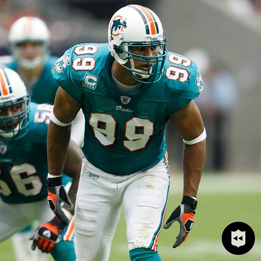 You know you’re good when you have a signature TD celebration as a defensive player. Happy 47th birthday to Hall of Famer Jason Taylor! | NFL Throwback