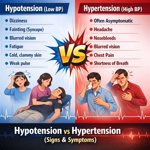 Hypotension vs Hypertension | Signs & Symptoms Explained 🩺 #medicalstudent #healthcare #nursing