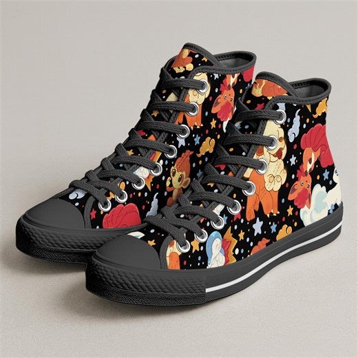 Vulpix High Top Canvas Shoes, Cute Fire Fox Pattern Sneakers, Anime Style Canvas Shoes, Unisex Casual, Aloha Vulpix Shoes Gifts - Etsy
