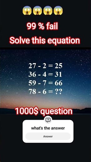 solve this equation comment right 👍 answer 😱😱😱#shortsfeed #reasoningquestions #reasoning #ytshorts