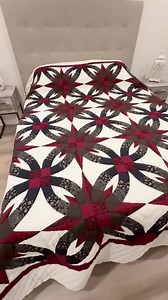 New Amish Quilt Star Wedding Ring – Handmade Heirloom, Black & Burgundy, 105x111, Hand Quilted, Made in Lancaster County, Pennsylvania - Etsy