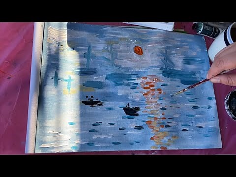 PAINT DAILY | MONET Impression, Sunrise Acrylic Painting Tutorial