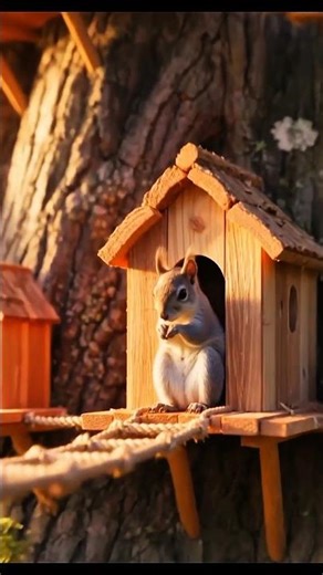 Squirrels Building a Treehouse City 🐿️ Tiny Homes with Rope Bridges & Elevators!