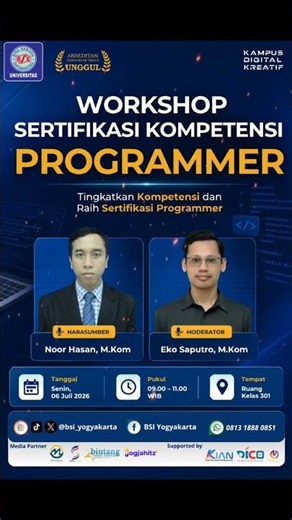 🚀 Saatnya Tingkatkan Kompetensi dan Raih Sertifikasi Programmer! 💻 #BSIYogyakarta #kuliahbsiaja