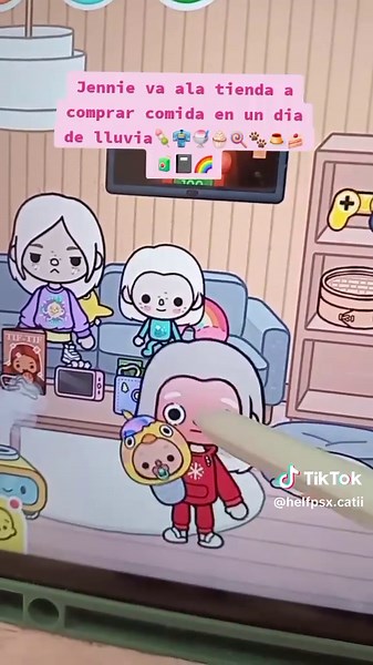 Jennie compra comida en un día de lluvia