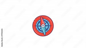 compass icon animation video for nautical element set, isolated wind direction sign motion graphic design