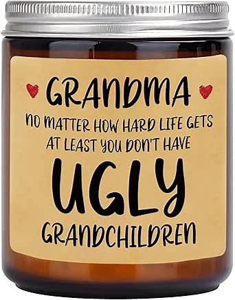 Niyewsor Grandma Gifts, Birthday Gifts for Grandma, Lavender Scented Soy Wax Candle, Grandmas Gift from Grandchildren, Granddaughter, Grandkids, Handmade, 7oz