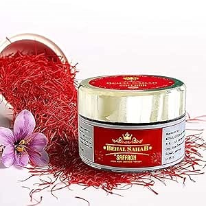 Behal Sahab Kashmiri Saffron Threads 3g / 0.106 oz, Pure Mongra Kesar Spice | Whole red saffron threads selected and packed to preserve their natural appearance and aroma