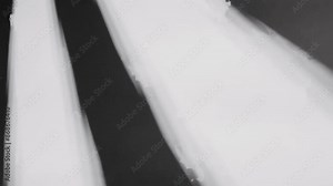 A mesmerizing optical illusion emerges as angled zebra stripes and the swiftly gliding camera motion create a hypnotic dizzying effect. The joint lines appear to undulate and flow.