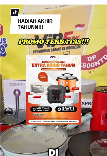 🎉 Promo Akhir Tahun Meriah ViP Express! 🎉 Ambil kardus No. 1 / No. 2, langsung dapet hadiah pilihan 🎁 ✨ Hadiah baru juga sudah ready: tienkuo, Oven listrik & Smart rice cooker🍳 ⏰ Stok terbatas! Yuk, order sekarang di ViP Express 📦💙 #vipexpress #fyp #jasapengiriman #cargotaiwan #promotahunbaru