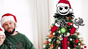 Jack Christmas Tree Topper Head Arms and Legs, Xmas Spooky Skull Decorative Tree Ornaments Decor, Funny Holiday Indoor Home Decorations Gothic Themed Party Supplies