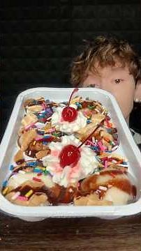 mochi ice cream sundae mukbang asmr 🍡🍒 #shorts #mochi #icecream #mukbang #asmr #dessert