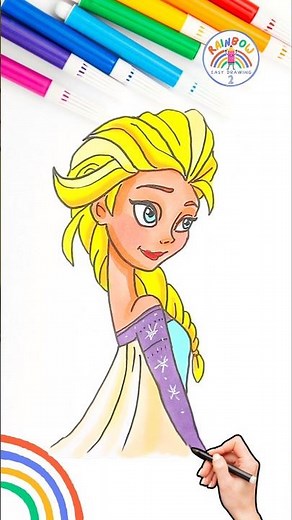 Elsa FROZEN | Elsa FROZEN Easy Drawing Tutorial 🌈👸🏼 #disney #FROZEN #princess #elsa #shorts