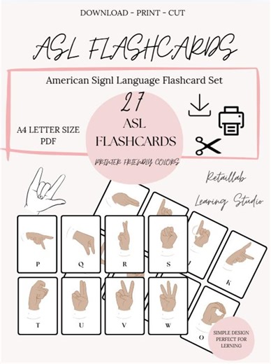 ASL Flashcards- Alphabet in American Sign Language - Special Education and Nonverbal Communication ABC - Etsy UK