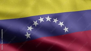 Flag Of Venezuela - Venezuela Flag High Detail - National flag Venezuela wave Pattern loopable Elements - Fabric texture and endless loop - Highly Detailed Flag - The flag of fluttering in the wind