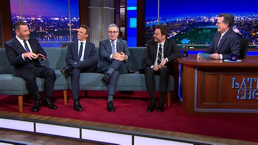 Late night hosts reunite ahead of Stephen Colbert's final show