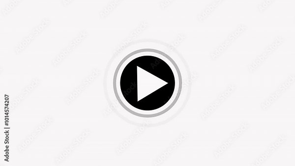 Video, audio neon play button icon animation. glowing play button animation. Press to play. glowing play button animation. Press to play. On black background.Video, audio neon play button icon animat