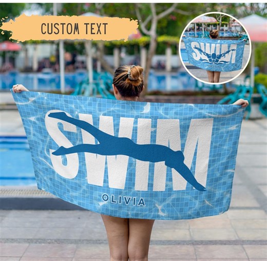 Personalized Swimming Beach Towel,custom Swim Team Pool Towels,swimming Senior Gifts With Name - Etsy