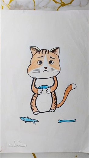 Cute cat drawing easy tutorial #drawing #easycatdrawing