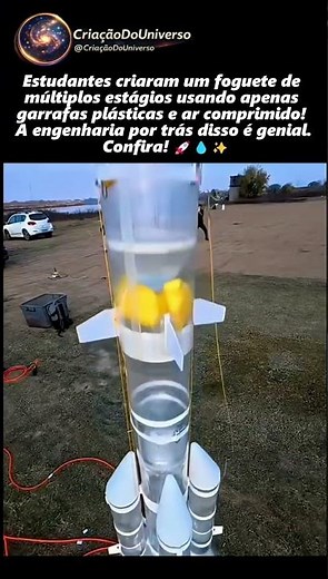 Estudantes constroem foguete de vários estágios com garrafas plásticas 🚀💧
