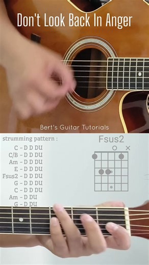 206K views · 1.1K reactions | don't look back in anger - oasis guitar chords and strumming #fblifestyle | Bert's Guitar Tutorials | Facebook